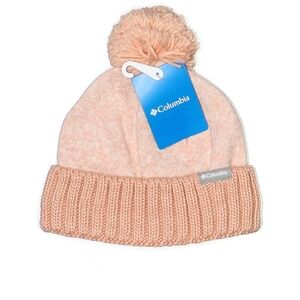 NWT Columbia Sweater Weather Pom Beanie Peach Pink Unisex OS Fleece Lined
